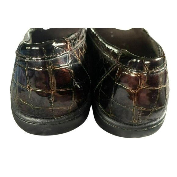 Clarks Bendables Womens 7W 7 Wide Brown Croc Embossed Slip-On Loafers - Picture 3 of 5